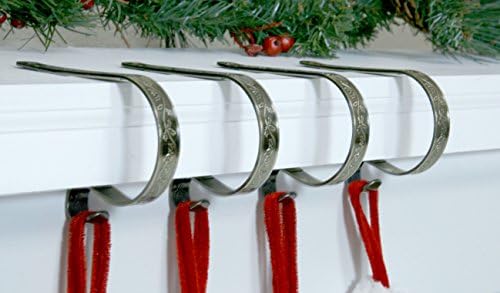 Haute Decor The Original MantleClip® Stocking Holder 4 Pack - Hang Christmas Stockings Safely and Securely from Mantels Up to 3 Inches Thick