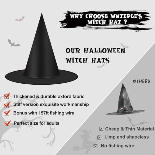 12 Pcs Halloween Decorations Witch Hat, Hanging Floating Witch Hats