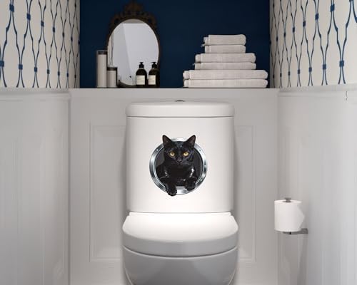 FLFK Cute Cat Wall Decor Decal - Removable Peel and Stick Wall Sticker with 3D Effect, Black Cat Lying Prone