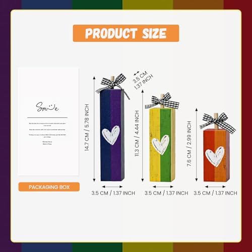 Smile LGBTQ+ Pride Wooden Tabletop Sign Rainbow Desktop Plaque with Heart Accents Indoor Decor for Pride Month, Home & Office Gay Pride Gift