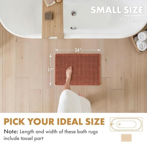 MIULEE Fall Rust Set of 2 Waffle Bathroom Rugs Boho Bath Mat 17x24 Inch