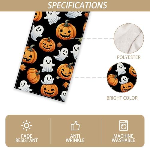 Rvsticty Halloween Table Runner,Ghost Pumpkin Decorations for Home Decor