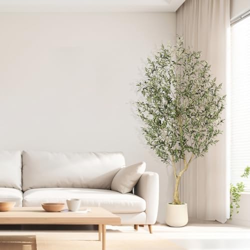 Realead 7ft Artificial Olive Tree with Tall Exquisite Planter