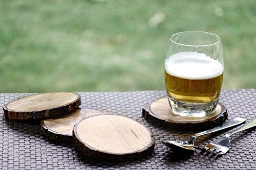 Mango Wood Coasters for Drinks / Natural / Set of 4