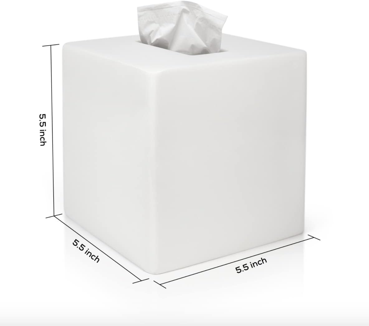 Tissue Box Cover Square -Heavy Hand-Poured Resin Tissue Box Cover Holder -Home Decor Cube / White