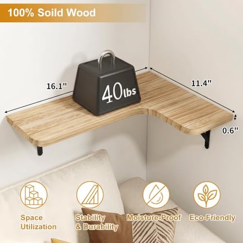 Fixwal Conner Shelves Wall Mounted for Decor, Carbonized Black 5pcs