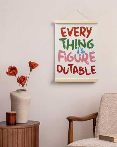 FGFK Everything is Figureoutable Colorful Inspirational Wall Art Poster Hanger Frame, Motivational Positive