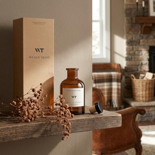 WEALD TRIBE Reed Diffuser Set for Bathroom Air Fresheners, Oil Diffuser Sticks | Vanilla Whiskey Scent 4.0 fl oz Home