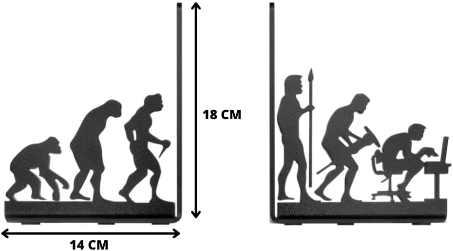 Human Evolution Decorative Metal Bookends for Heavy Books and Library