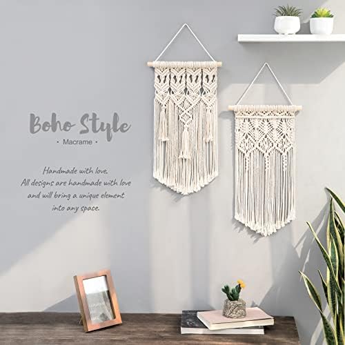 Macrame Woven Wall Hanging Boho Chic Geometric Art Decor / Small / Set of 2