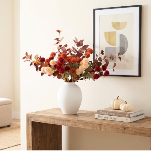 Orange Fall Flower Arrangement with Vase, Fall Centerpieces For Tables