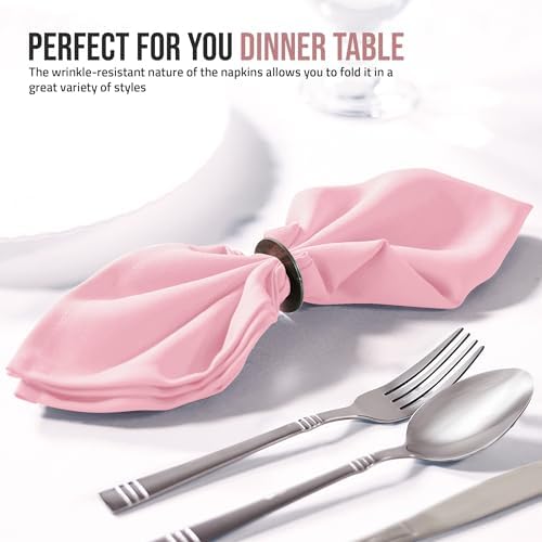 Utopia Home [12 Pack, Pink] Cloth Napkins 20x20 Inches, 100% Polyester