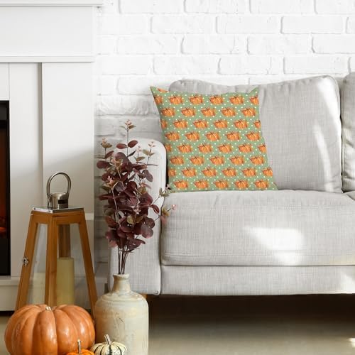 Whaline 10 Pcs Fall Cotton Fabric Bundles Pumpkin Truck Leaves Fat Quarters Green Orange Autumn Thanksgiving Quilting Patchwork for DIY Sewing Craft Decor, 18 x 22 Inch