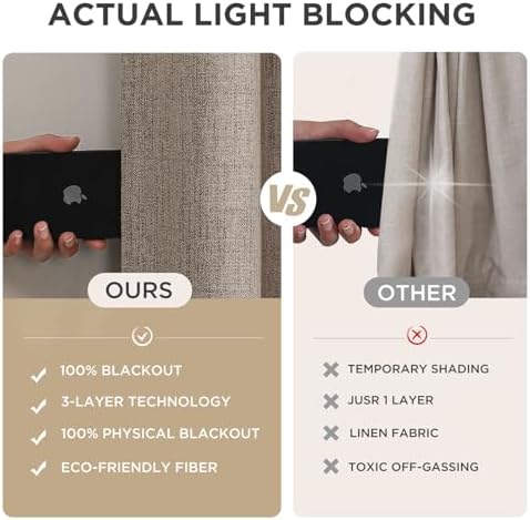 Joydeco Blackout Curtains for Bedroom - 108 Inch Linen Drapes 2 Panels Set, Thermal Insulated Room Darkening Curtains