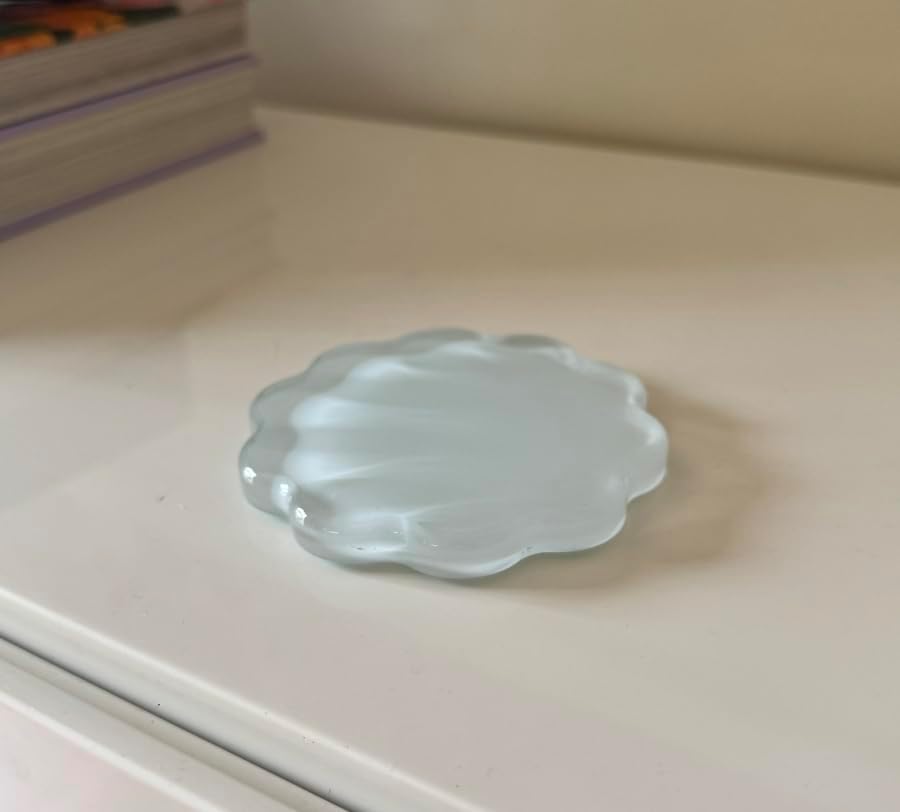 Holder / Scalloped Acrylic Drink Coaster Set 4‑Pack / Light Blue