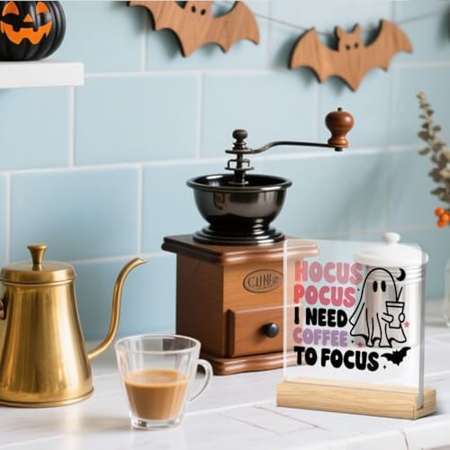 Cute Hocus Pocus Decor Halloween Ghost Coffee Acrylic Sign