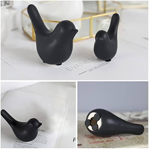 FANTESTICRYAN Small Birds Statues Home Decor, Modern Style, Black, S&L