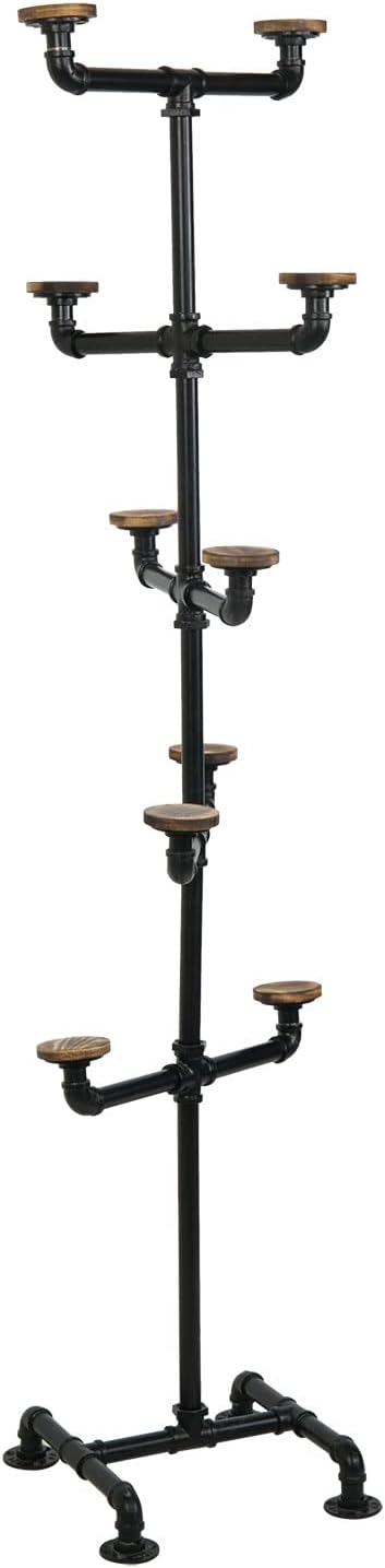 MyGift Hat Rack Stand,Standing Hat Organizer Tree, Baseball Caps Cowboy Hat Display, Industrial Black Metal Pipe Rack