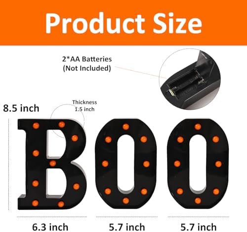 Halloween Decorations-3 Marquee Light up Letters "BOO" Decorative Sign