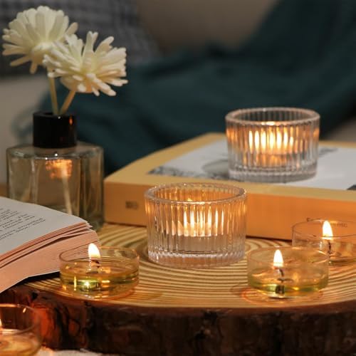4 Pack Tealight Clear Candle Holders, Votive Tea Light Candle Holder