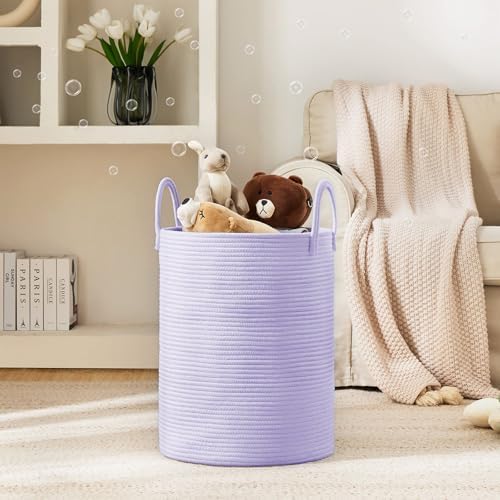 YOUDENOVA Cotton Rope Laundry Hamper Basket, 58L Blanket Basket for Nursery