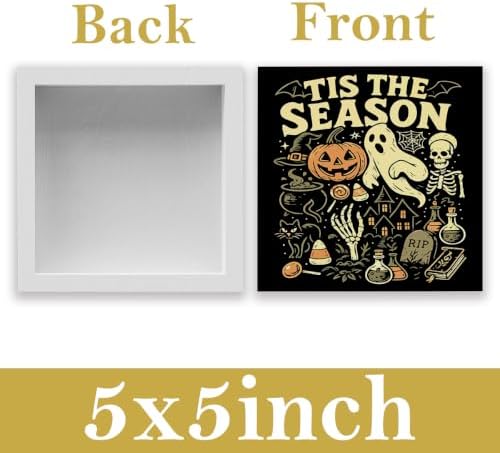 Tis' the Season Sign Fall Halloween Decorations for Home 5 X 5 Inch