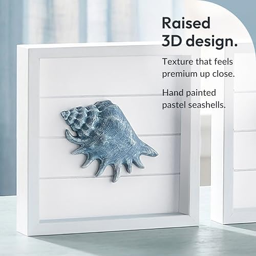 Tide and Tales 3D Coastal Wall Art, Beach Wall Decor, Framed Set of 4