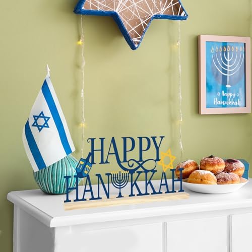 Metal Happy Hanukkah Sign Decorations for Home Party Shelf Mantel