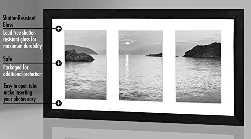 Collage Picture Frame / Black / 8 x 16 / 4 x 6 / Three Photos