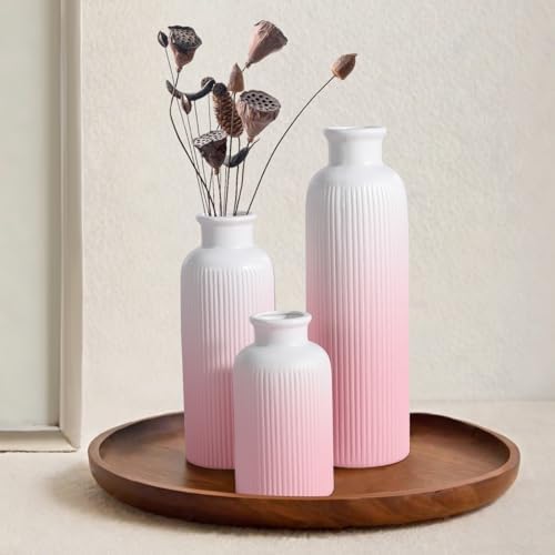 Small Ceramic Vase / Gradient Pink / Set of 3