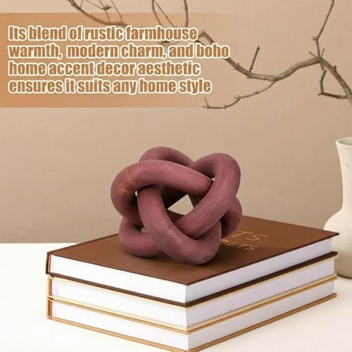Yalikop 3 Link Wood Knot Decor Rustic Table Shelf Accents, Reddish-Brown
