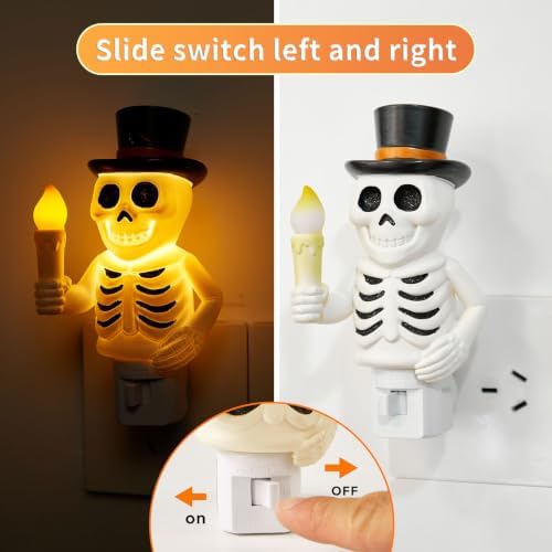 Skull Night Light, 2026 New Skeleton Night Light, Halloween Horrible Light Decoration for Halloween Party and Home Decor (White)