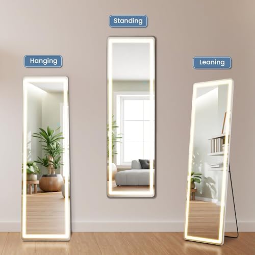 DUMOS LED Mirror Full Length with Stand, 16"x60" Full Body Wall Mirror