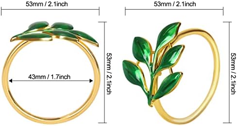 KPOSIYA Green Napkin Rings Set of 20, Leaf Napkin Holder for Thanksgiving