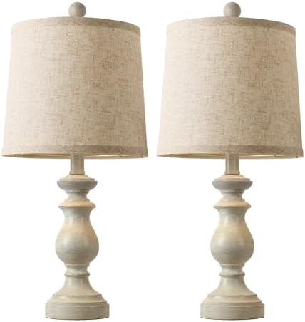 PARTPHONER Traditional Table Lamp Set of 2, Rustic Farmhouse Table Lamps for Living Room Bedroom, 22" Bedside Desk