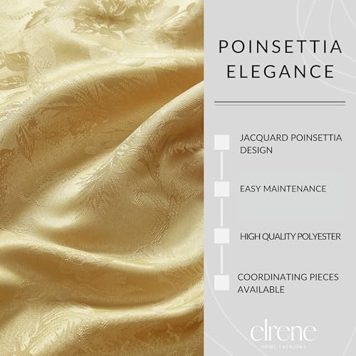Poinsettia Elegance Jacquard Holiday Napkins, Set of 4, Gold - 17" W x 17" L