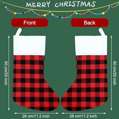 Tatuo 8 Pieces Christmas Stockings Buffalo Plaid for Fireplace,20 Inches