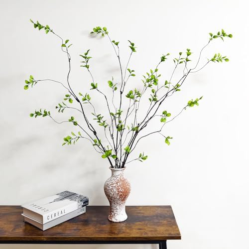 Artificial Ficus Branches Faux Eucalyptus Stems / Green / 47.2 Inch / Set of 4