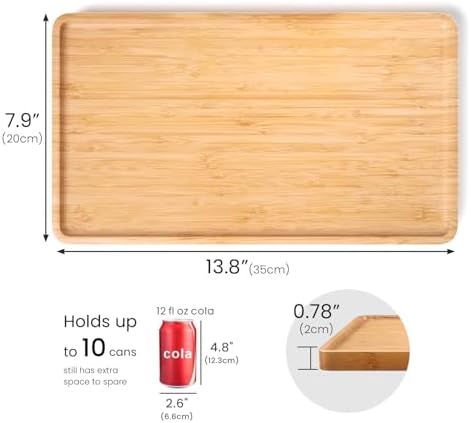VERTORGAN Bamboo Serving Tray,13.8x7.9 Inch Trays,Home Decor(Natural)