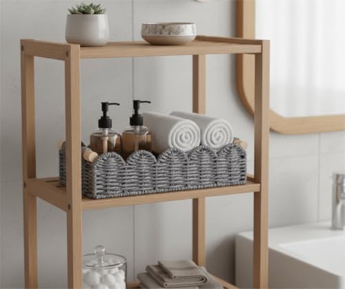 CubesLand Toilet Paper Storage Basket Organizer, Small Wicker Decor Basket