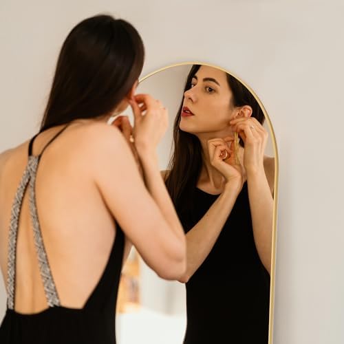 Arched Mirror Full Length, Upgraded 16"x59" Body Wall Mirrors with Shatter-Proof Glass, Floor Standing, Hanging or