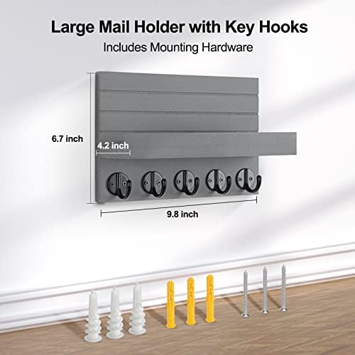 Lwenki Key Holder for Wall, Decorative Key and Mail Holder with Shelf Has Large Key Hooks for Bags, Coats, Umbrella –