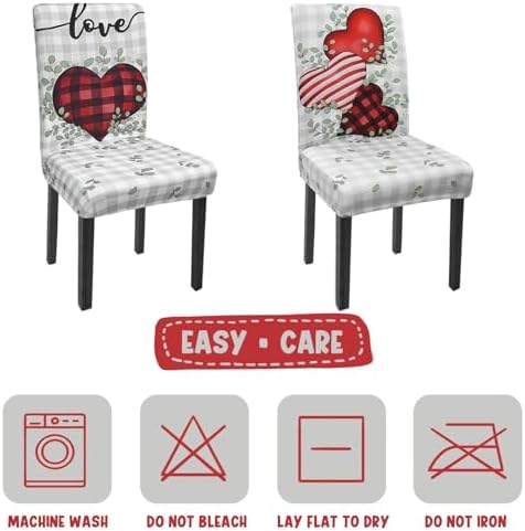 Valentines Chair Covers Set of 4 Spring Hearts Stretch Parsons Slipcovers