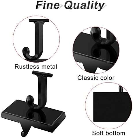 MCEAST Pack of 3 Christmas Stocking Holders Metal Mantel Stocking Clips Fireplace Stocking Hangers for Christmas Decoration, Black