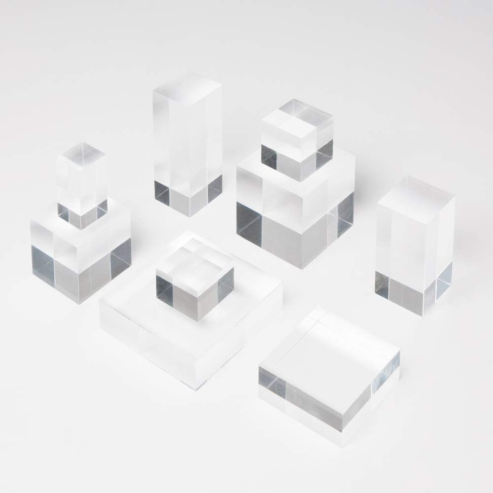 Polished Acrylic Cube Display Stand / 2 x 2 x 4 / Clear