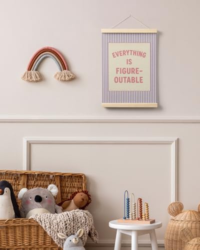 FGFK Everything Is Figureoutable Positive Affirmations Wall Art Poster Hanger Frame, Preppy Pink and Purple