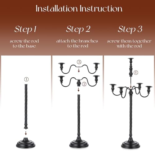Candeldo 28 Inches Black Floor Candelabra Halloween Decorations Set of 2