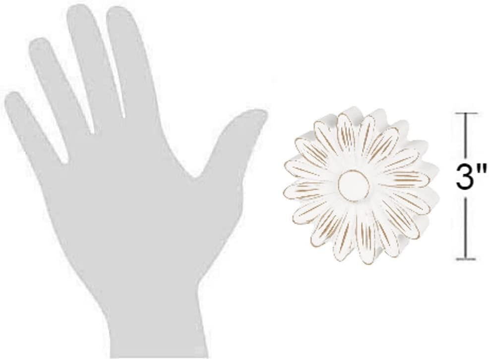 Distressed Wood Flower Petals Shelf Sitter / White