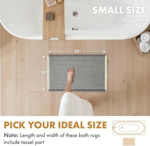 MIULEE Set of 2 Waffle Bathroom Rugs Dark Grey&Cream Bath Mat 18x30 Inch