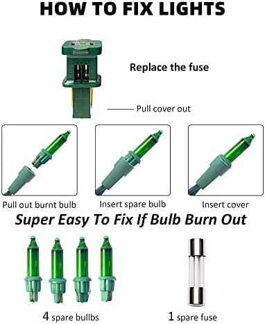 TW SHINE Green Christmas Lights, 18.5FT 100 Count Incandescent Halloween Lights, Waterproof St. Patrick's Day Decorations for Outdoor Indoor Xmas Tree Patio Home Party Garden Yard Decor